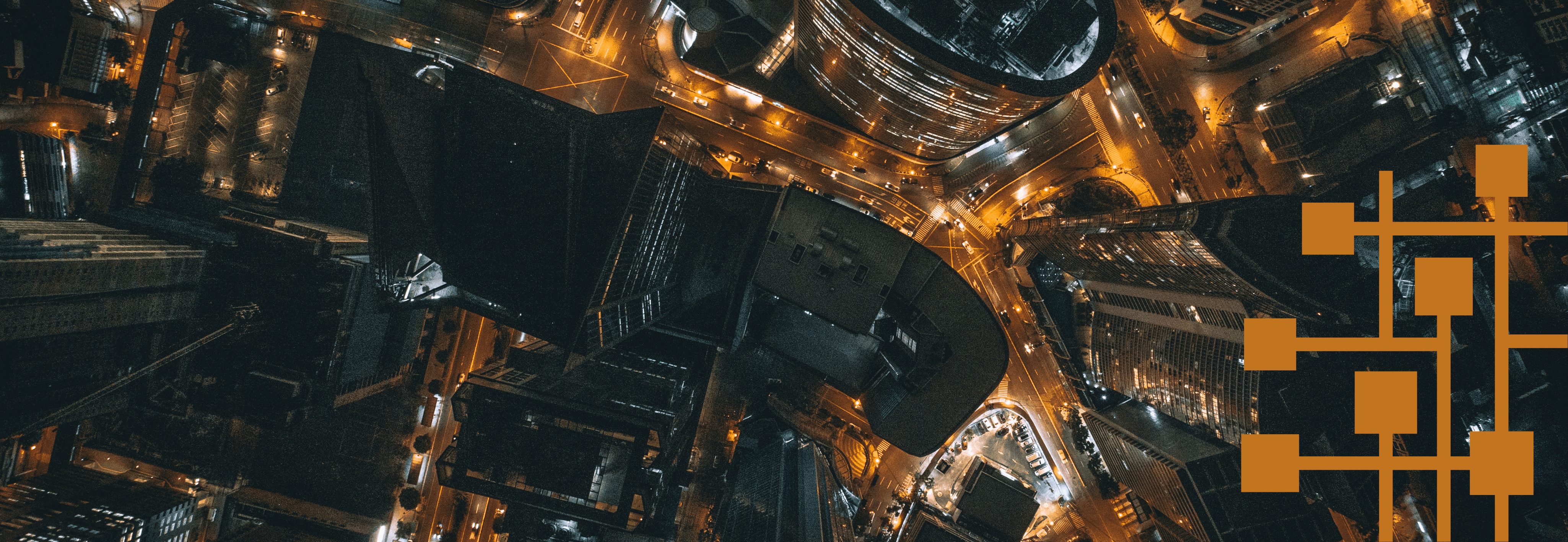 bird's eye view of city at night